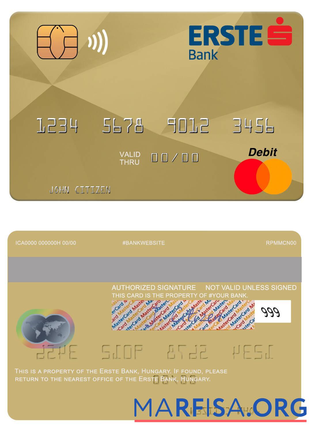 Downloadable Hungary Erste Bank mastercard real example